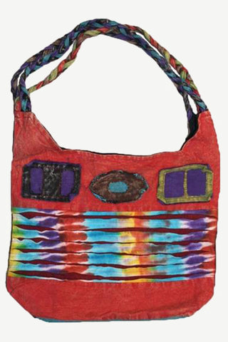 P- 34 1AK Patchwork Cotton Knitted Tie Dye Shoulder Bohemian Gypsy Tote Bag Purse - Agan Traders