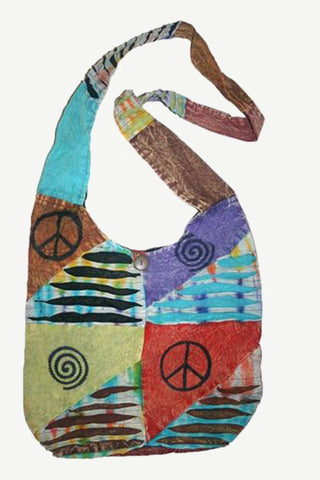 127 BG Bohemian Cotton Patchwork Razor Cut Peace Spiral Printed Shoulder Bag - Agan Traders