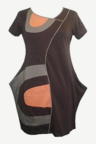798 RD Agan Traders Designer Style Assymetrical Patched Junior Misses Dress - Agan Traders