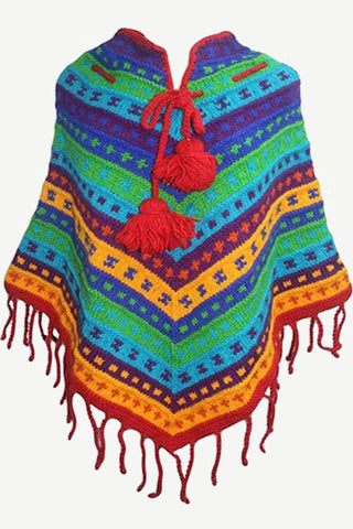 Tinjure Hand-Knit Sheep Wool Poncho
