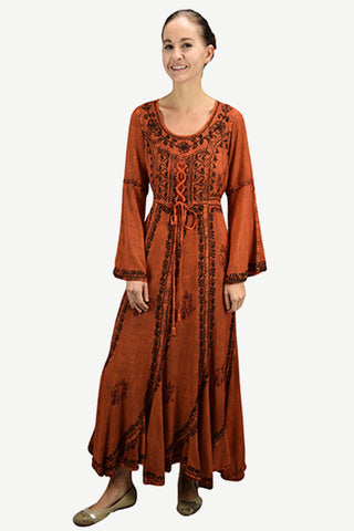 Rupakot Rayon Renaissance Bell-Sleeve Corset Gown