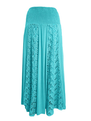 Rayon Crape Bohemian Medieval Peasant Gypsy Long Skirt - Agan Traders, Ocean Blue