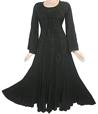 205 DR Renaissance Bell Sleeve Corset Scalloped Hem Dress Gown - Agan Traders