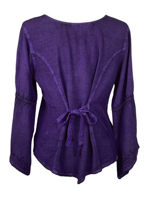 Renaissance Vintage Rayon Velvet Renaissance Top Blouse - Agan Traders, Purple