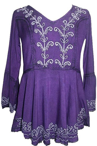 Medieval Embroidered Medieval Embroidered Tunic Blouse - Agan Traders, Purple
