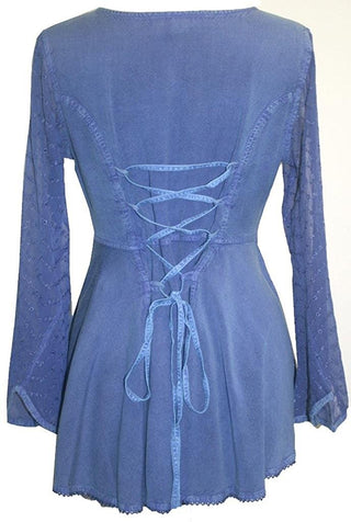 Medieval Gothic Embroidered Flare Sheer Lace Sleeve Top Blouse - Agan Traders, Lilac