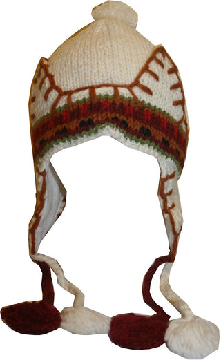 Highland Wool Knit Beanie Fleece Earflap Beanies - Agan Traders, Cream Rust