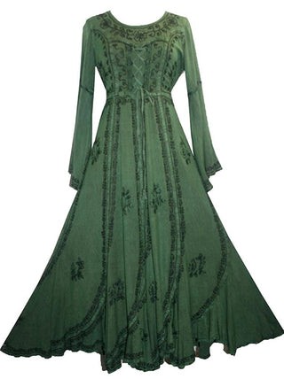205 DR Renaissance Bell Sleeve Corset Scalloped Hem Dress Gown - Agan Traders