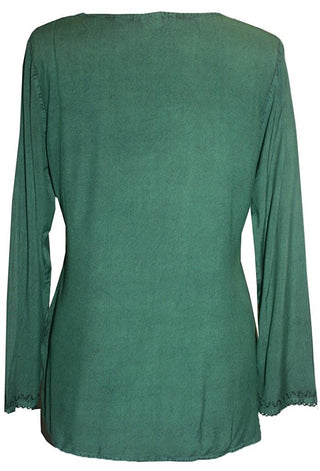 Diamond Neck Renaissance Embroidered Blouse - Agan Traders, H Green