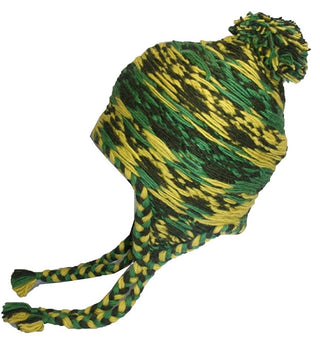 Cable Knit Beanie Earflap Newari Hat - Agan Traders, Green Yellow