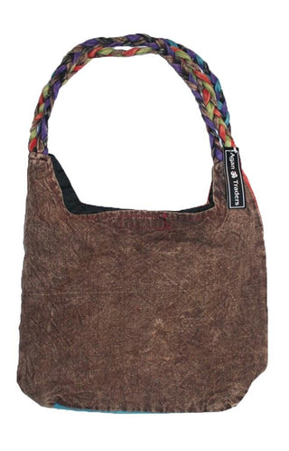 P- 34 1AK Patchwork Cotton Knitted Tie Dye Shoulder Bohemian Gypsy Tote Bag Purse - Agan Traders