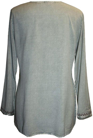 Diamond Neck Renaissance Embroidered Blouse - Agan Traders, Sea Green C