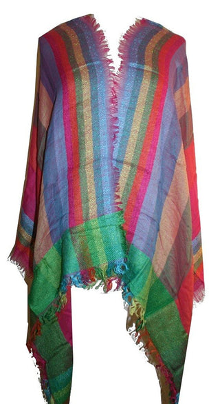 Viscouse Jaipuri Printed Rainbow Shawl Wrap Throw : 26 X 68 inches - Agan Traders