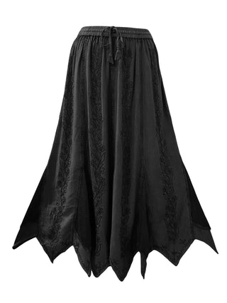 714 Skt Bohemian Gypsy Asymmetrical Hem Rayon Netted Skirt - Agan Traders, Black