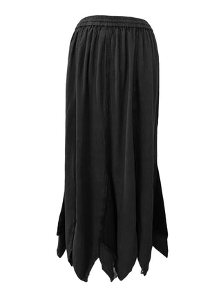 714 Skt Bohemian Gypsy Asymmetrical Hem Rayon Netted Skirt - Agan Traders, Black
