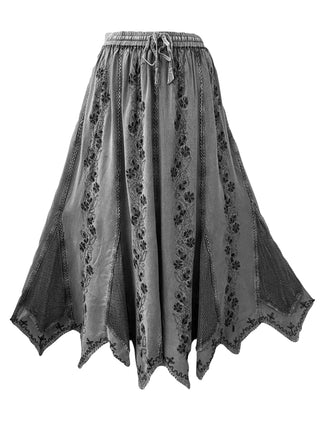 714 Skt Bohemian Gypsy Asymmetrical Hem Rayon Netted Skirt - Agan Traders, Silver C