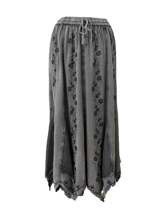714 Skt Bohemian Gypsy Asymmetrical Hem Rayon Netted Skirt - Agan Traders, Silver C