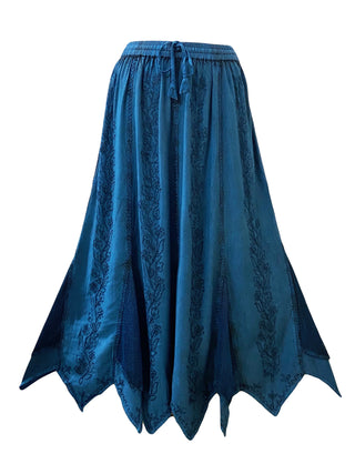 714 Skt Bohemian Gypsy Asymmetrical Hem Rayon Netted Skirt - Agan Traders, Blue