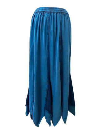 714 Skt Bohemian Gypsy Asymmetrical Hem Rayon Netted Skirt - Agan Traders, Blue
