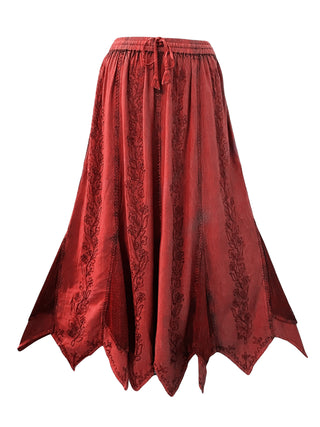 714 Skt Bohemian Gypsy Asymmetrical Hem Rayon Netted Skirt - Agan Traders, B. Red
