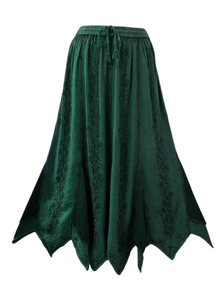 714 Skt Bohemian Gypsy Asymmetrical Hem Rayon Netted Skirt - Agan Traders, H green