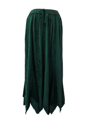 714 Skt Bohemian Gypsy Asymmetrical Hem Rayon Netted Skirt - Agan Traders, H green