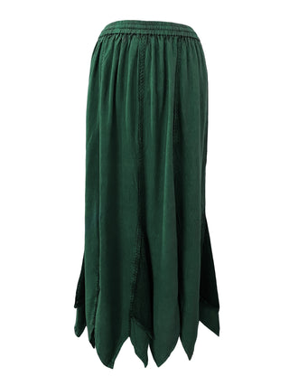 714 Skt Bohemian Gypsy Asymmetrical Hem Rayon Netted Skirt - Agan Traders, H green
