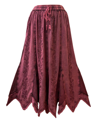 714 Skt Bohemian Gypsy Asymmetrical Hem Rayon Netted Skirt - Agan Traders, Plum