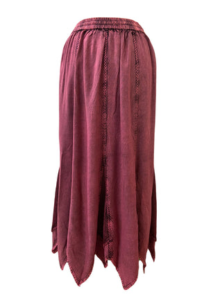 714 Skt Bohemian Gypsy Asymmetrical Hem Rayon Netted Skirt - Agan Traders, Plum