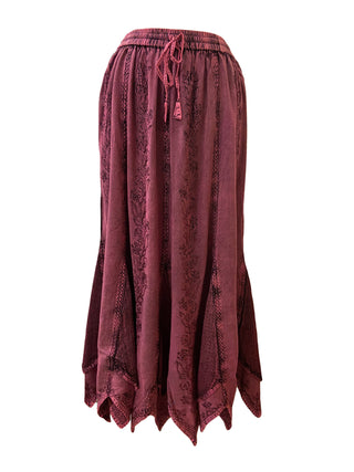 714 Skt Bohemian Gypsy Asymmetrical Hem Rayon Netted Skirt - Agan Traders, Plum