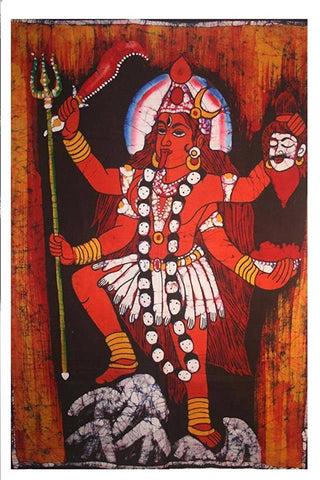Assorted Hindu Goddess Batik Tapestry Wall Hanging - Agan Traders, Kali 24 - 24 X 36