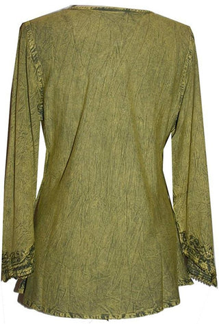 Embroidered Rayon Renaissance Blouse - Agan Traders, Lime Green C