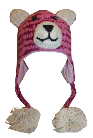 2-Ply Wool Adult Animal Hat - Agan Traders, Pink Tiger