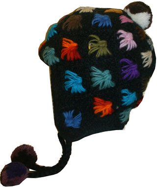 Highland Wool Knit Beanie Fleece Earflap Beanies - Agan Traders, Black Multi 2