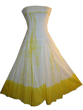 Cotton Tie Dye Gypsy Halter Tube Dress - Agan Traders, Yellow