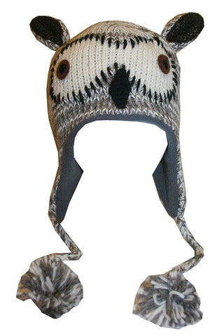 2-Ply Wool Adult Animal Hat - Agan Traders, Owl Grey