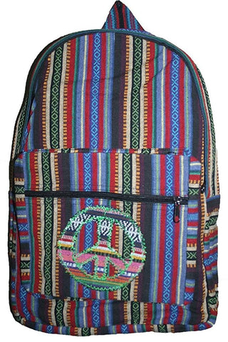 JSA 03 Agan Traders Jute Om Peace Boho Bohemian Backpack Rucksack Purse School Bag - Agan Traders