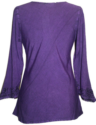 Embroidered Rayon Renaissance Blouse - Agan Traders, Purple
