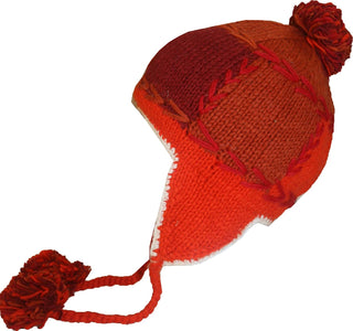 Knit Rainbow Beanie Earflap Khane Hat - Agan Traders, Red Multi
