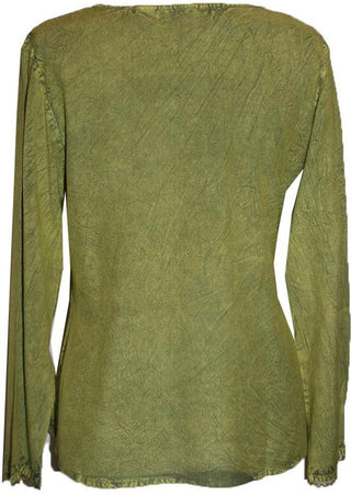 Diamond Neck Renaissance Embroidered Blouse - Agan Traders, Lime Green C