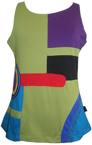 RT 828 Agan Traders Nepal Bohemian Gypsy Funky Knit Cotton Tank Top Blouse - Agan Traders, Multi 2