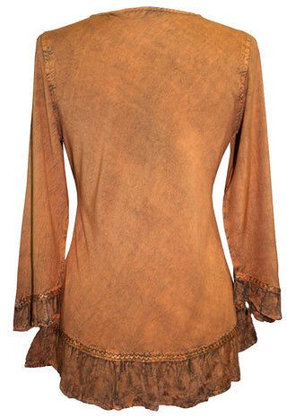 147 B Gypsy Medieval Ruffle Top Tunic Kurta Blouse India - Agan Traders, Rust