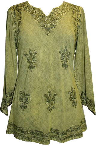 127 B Diamond Neck Embroidered Rayon Renaissance Tunic Blouse - Agan Traders