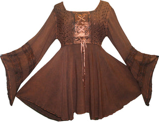 Gypsy Medieval Stylish Bohemian Sexy Flare Corset Tunic - Agan Traders, Rust