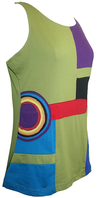 RT 828 Agan Traders Nepal Bohemian Gypsy Funky Knit Cotton Tank Top Blouse - Agan Traders, Multi 2