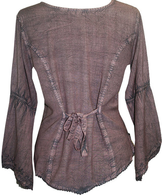 Renaissance Vintage Rayon Velvet Renaissance Top Blouse - Agan Traders, Choco Brown