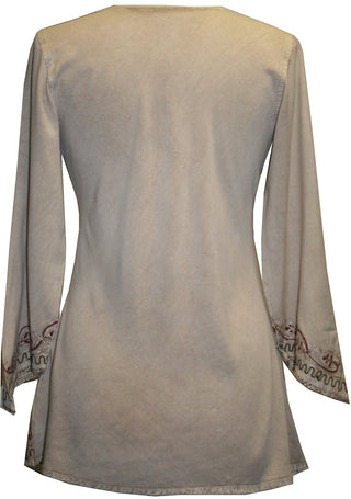 Embroidered Rayon Renaissance Blouse - Agan Traders, Beige