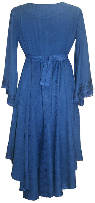 117 DR Butterfly Embroidered Bell Sleeve Flare Knee Length Dress - Agan Traders