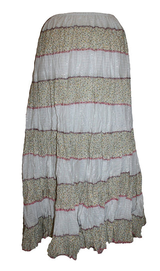 Tiered Long Funky Beach summer Gypsy Cotton skirt - Agan Traders