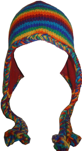 Knit Rainbow Beanie Earflap Khane Hat - Agan Traders, Rainbow 4